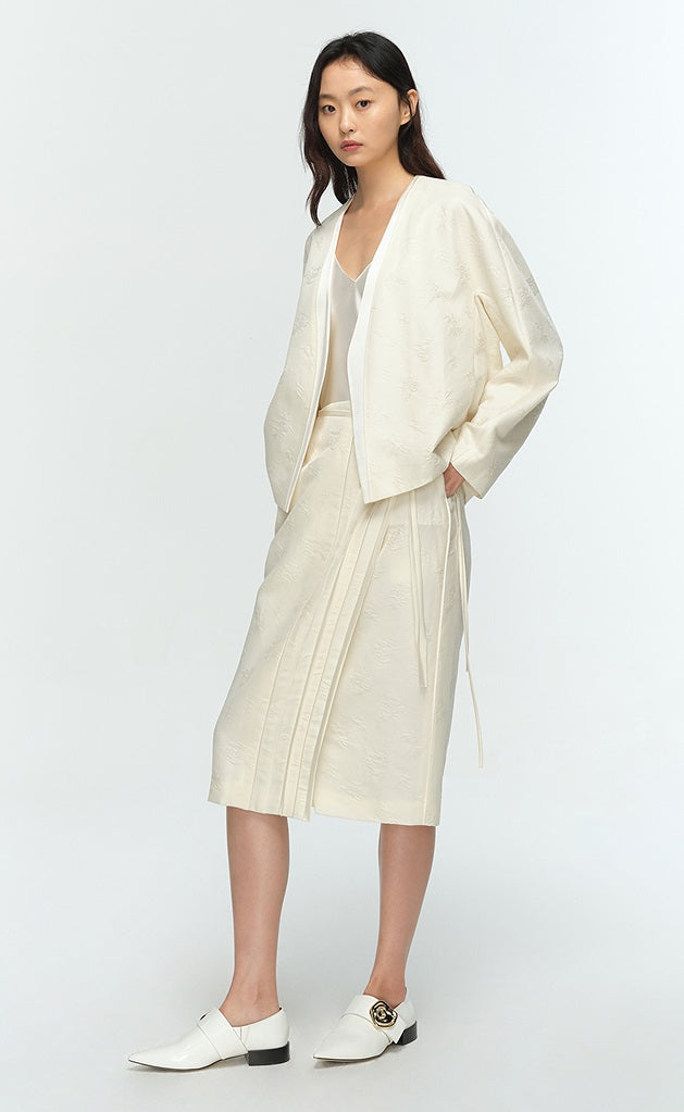 COMME MOI Lu Yan designer's new women's high-intelligence silk wool jacquard spliced suit - BREAT.
