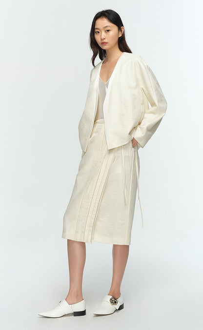 COMME MOI Lu Yan designer's new women's high-intelligence silk wool jacquard spliced suit - BREAT.