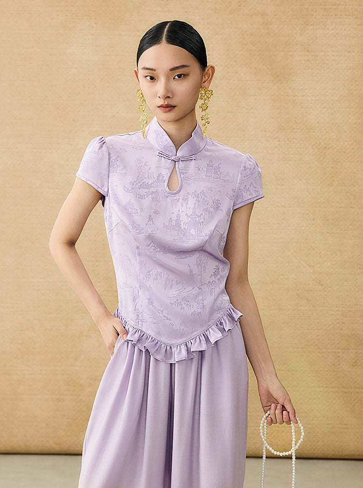 HECO Chinese Acetate Drop Neck Short Sleeve T-Shirt - GAIN.