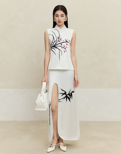 HECO Anti-Wrinkle Acetate black white maxi Skirt Women - where.