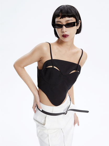 TINY IN Black Cutout Bandeau Strap Women's Versatile Top-FADA