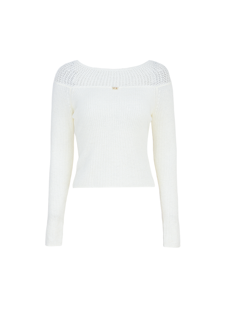 YES BY YESIR crocheted one-line collar knitted pullover - PLEASURE.