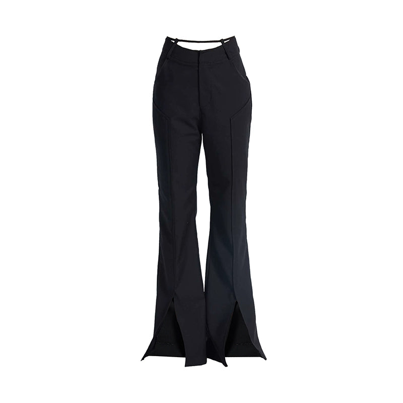 TINY IN Black Curved Flared Women's High Waist Trousers - CAMA