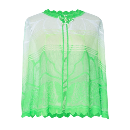 MagicQ jacquard crochet shawl detachable short sleeve vest fishtail skirt knit set - Harai