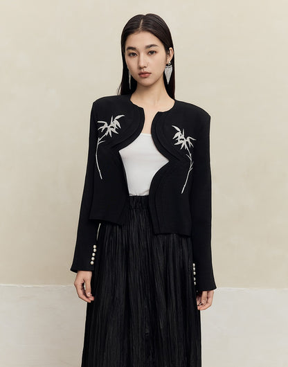 HECO spring embroidery acetate hemp short jacket women - gift.