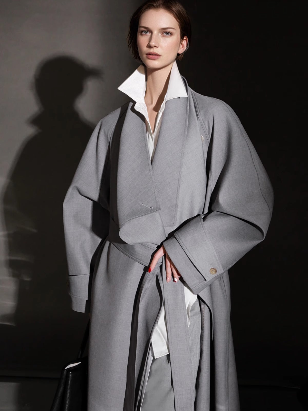 PIAOIN Haute Couture Large-lapel Silhouette Trench Coat Jacket -BECK