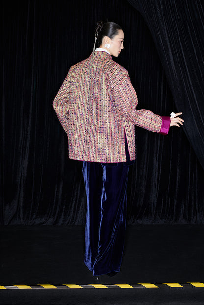 M essential Mackay designer Kneaded Gold Iris Layered Embroidery Loose Jacket - IDEM.