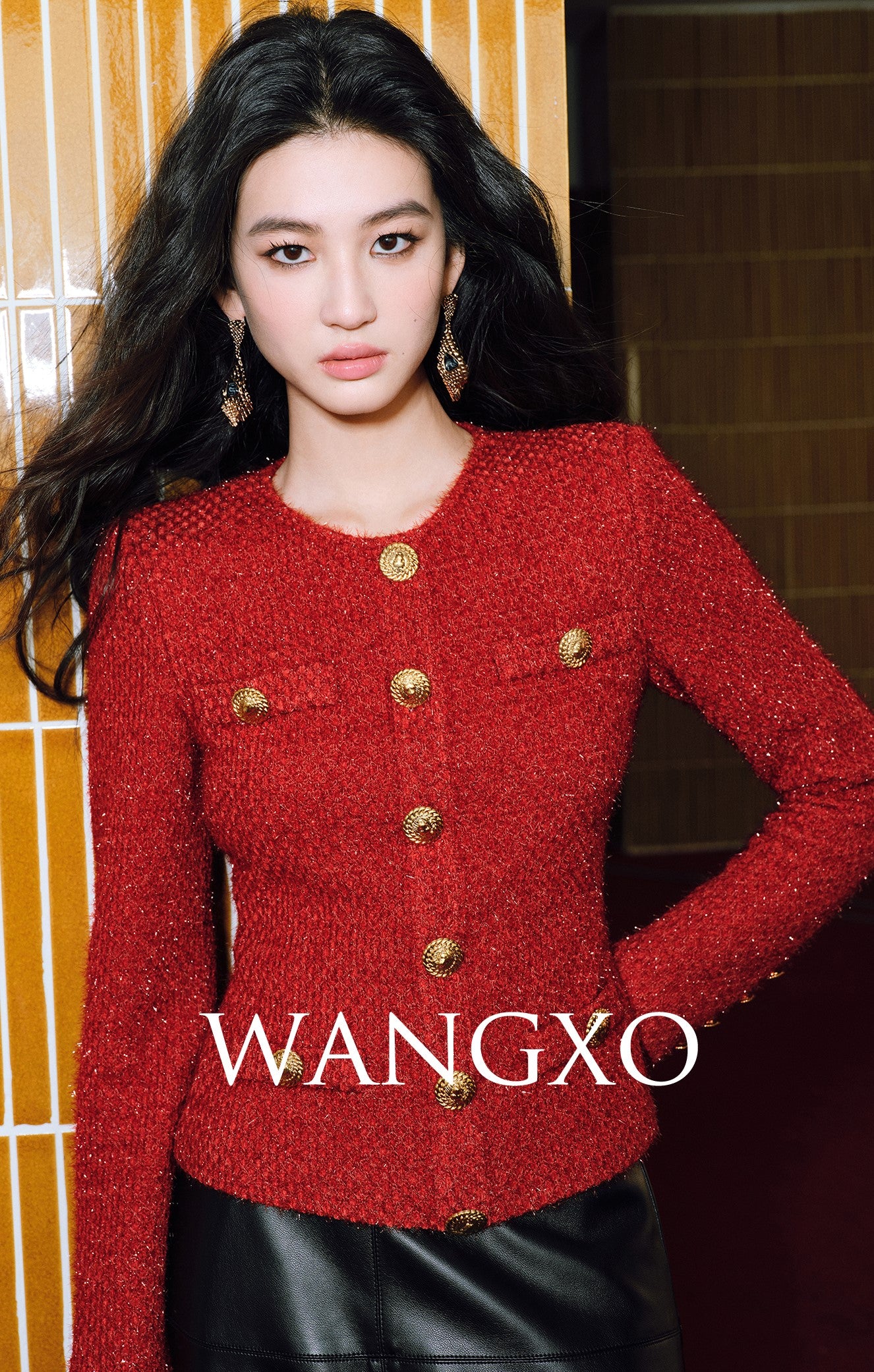 WANGXO |Wool Yarn Weave Waist Cropped Jacket- RAYA.