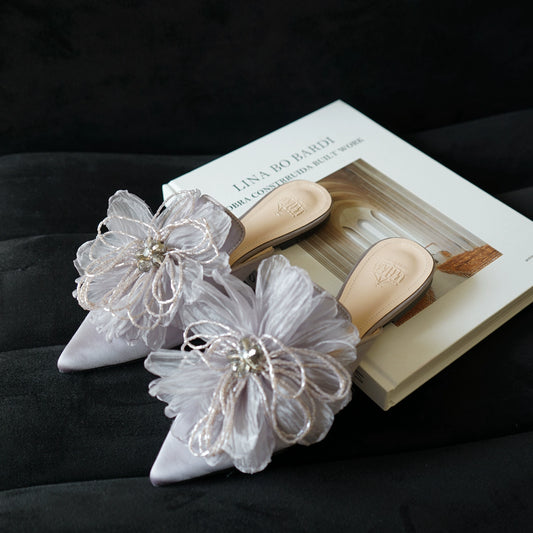 B-FEI flat pearl flower mules-MIYA.
