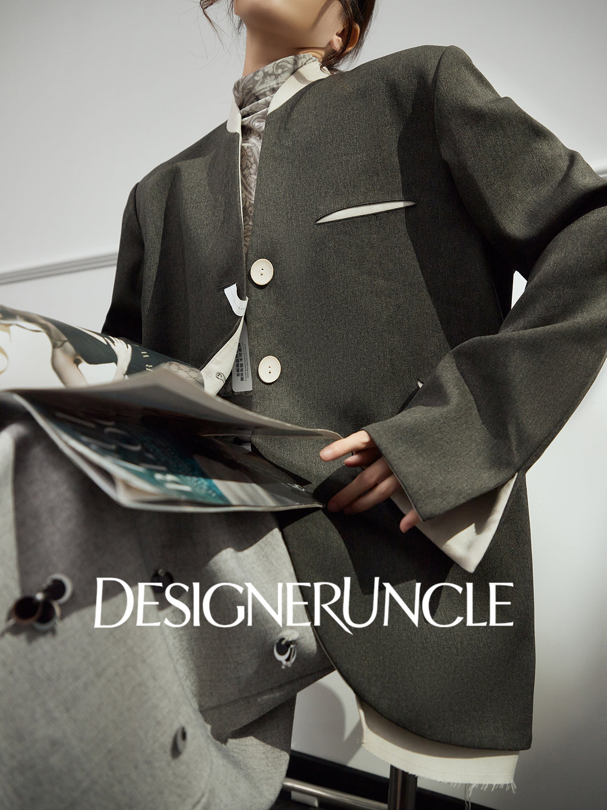 DGU|Twilight Mountain Gray New High-End Loose Slimming Versatile Blazer - Stephan.