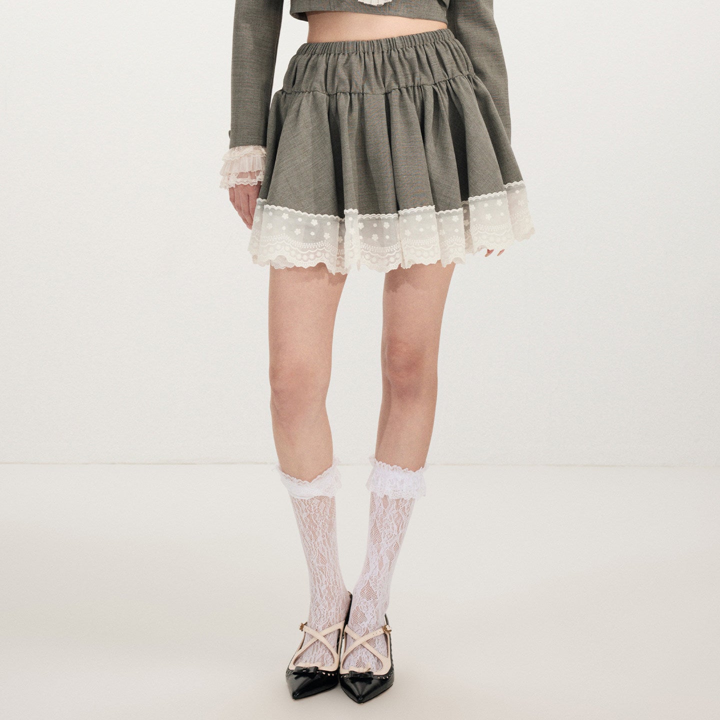 FAME Hepburn-style embroidered trim puffy skirt - ONDINE.