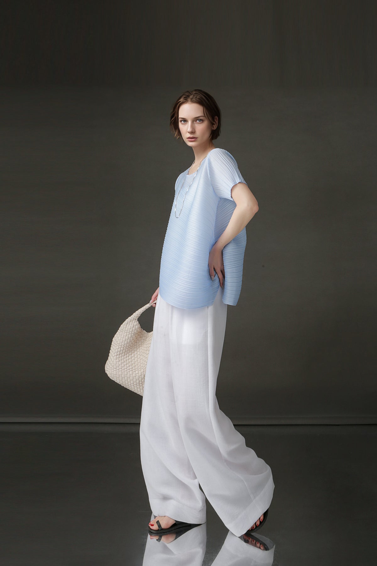 PIAOIN Miyake style simple premium pleated design T-shirt  -CECILLIA