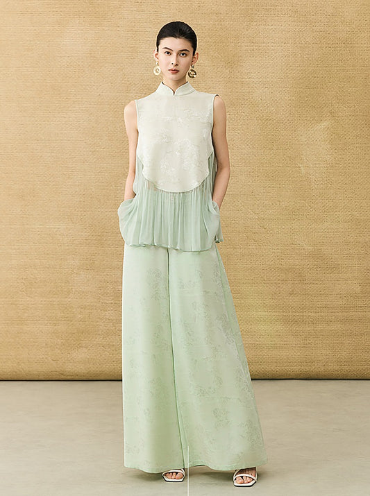 HECO New Chinese Acetate Jacquard Mesh Stitching T-Shirt - ANGEL.