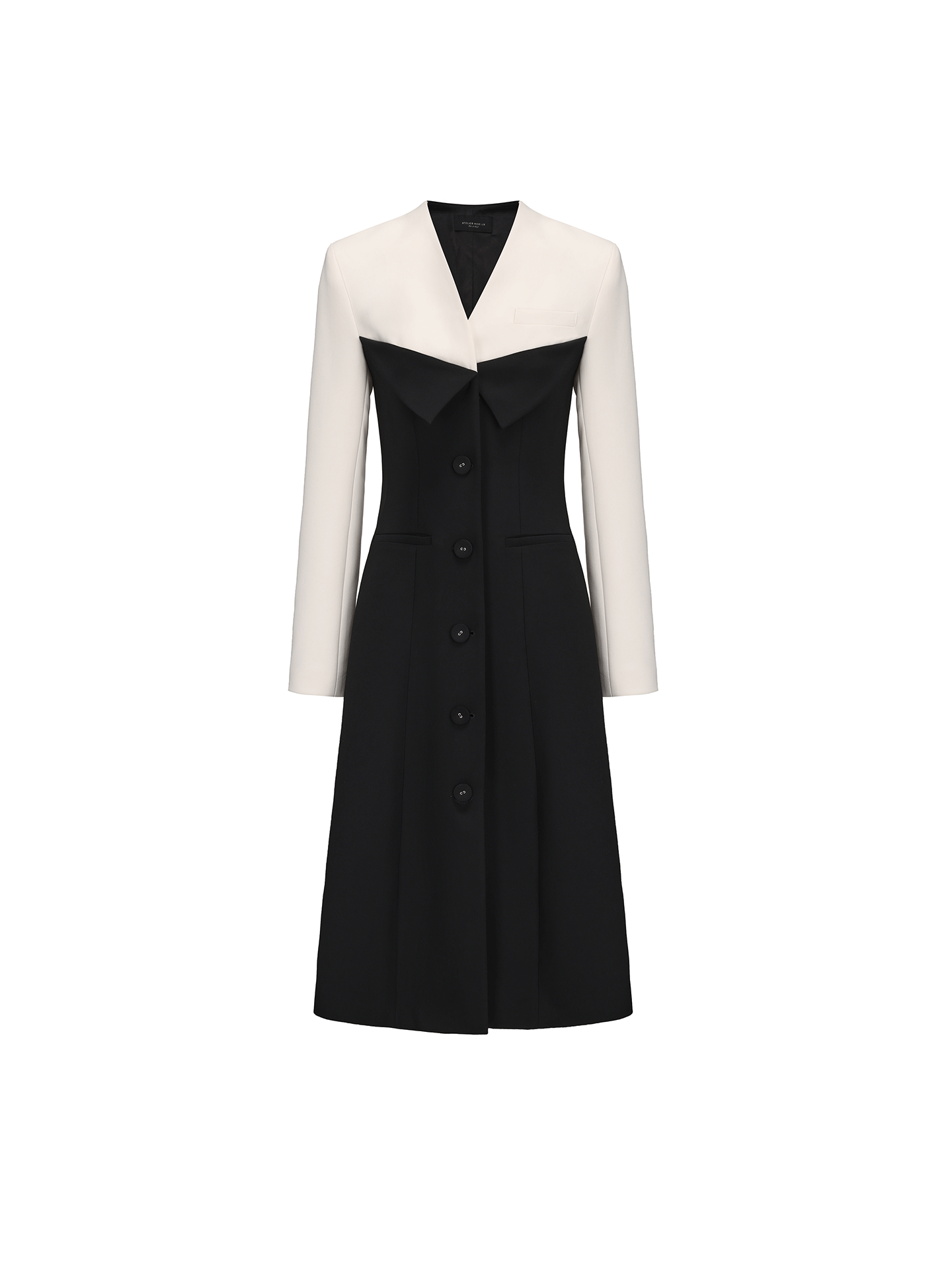 ATELIER MISS LU Contrast Color Patchwork Waist Dress Jacket - SHARP.