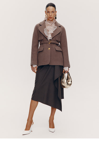 ATELIER MISS LU [Fiddler Poet] Irregular Vertical Sheep Wool Blend Skirt -  GLORY.