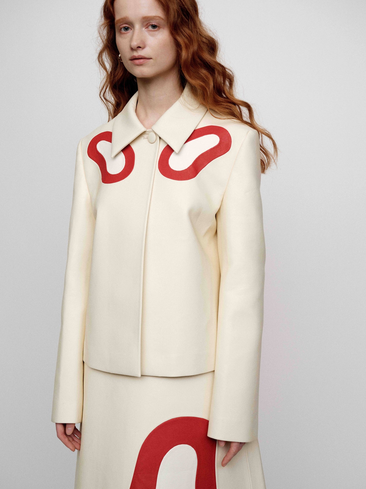 SERRER Contrast splicing long-sleeved leather jacket - MASONN.