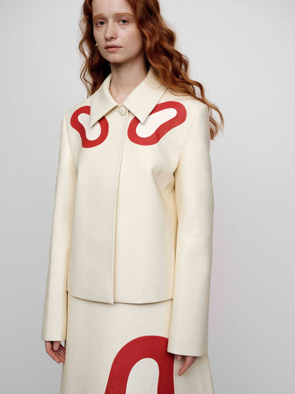 SERRER Contrast splicing long-sleeved leather jacket - MASONN.