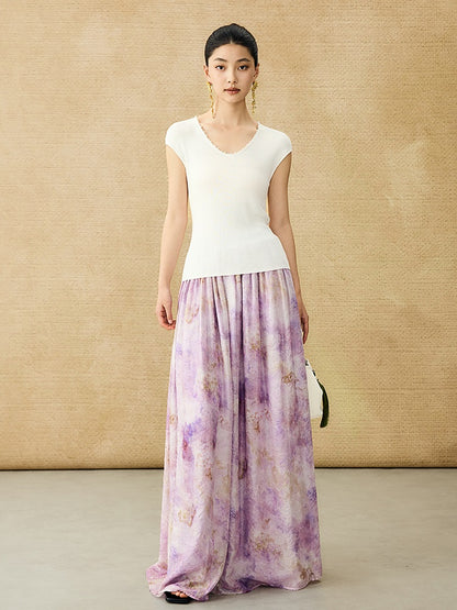 HECO Chinese elastic waist tie-dye printed skirt - BLESS.