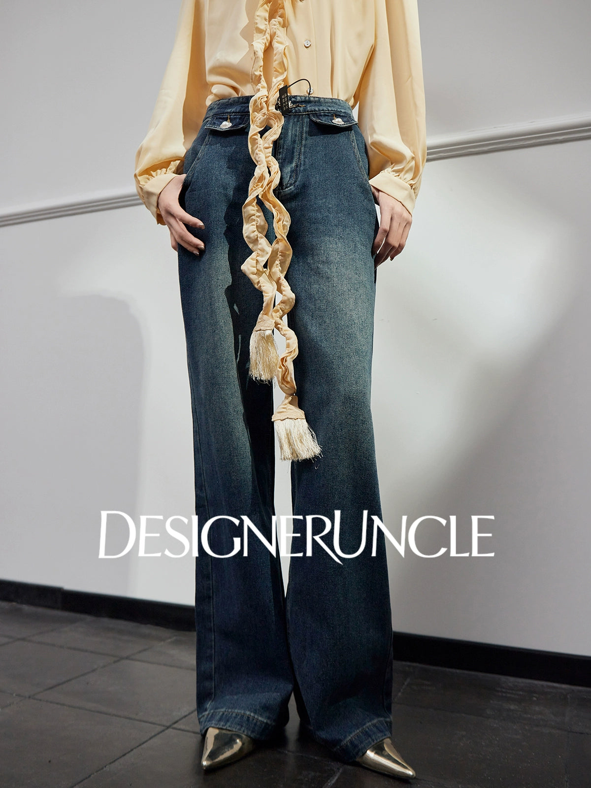 DGU "Lan Shape" Blue Jeans New Retro Wide-leg High-Waist Slimming Versatile Pants - VIE ?