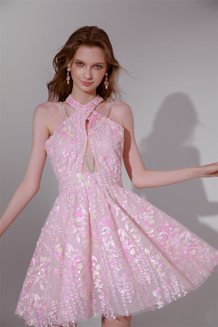 Wardrobes by Chen Luxury Pink Snow Flake Diamond Earrings- Calie