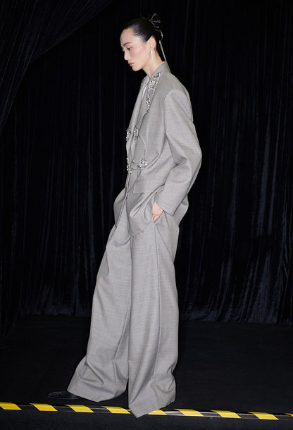 M essential Mackay designer skinny wool orchid crystal lamp tassel bead suit - TONY.