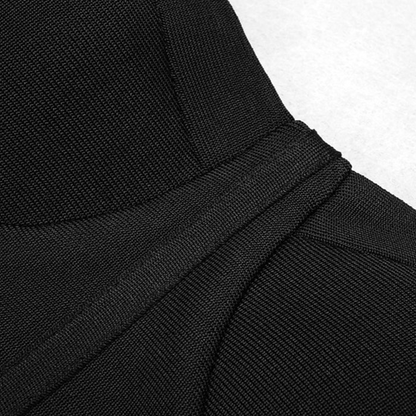 DOLLY High End Black Chet Wrap Sleeveless Off Shoulder Ruffle Dinner Dress-KRISTI