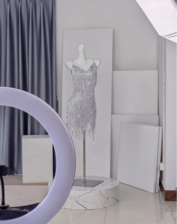 DOLLY Elegant Turquoise Green Sleeveless V-neck Tassel Glitter Cocktail Dress-ALEXA