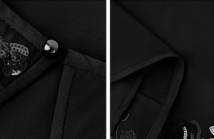 HECO Chinese Style Water Drop Neck Shoulder Embroidered Dress - SWEAT.