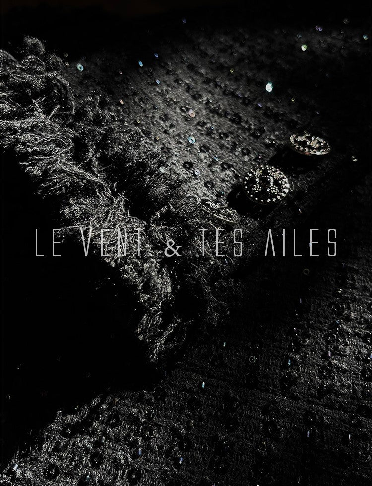 LE VENT&TES AILES High-end Luxury Heavy Work sequin Tweed Jacket Skirt Suit-FINN