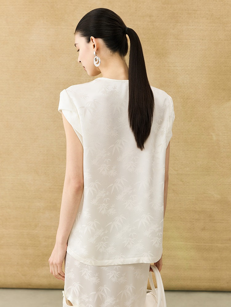 HECO Chinese Acetate Fugui Buckle Short Sleeve T-Shirt - CLOVE.