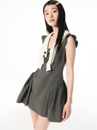FAME embroidered beaded contrast collar dress - RIMA