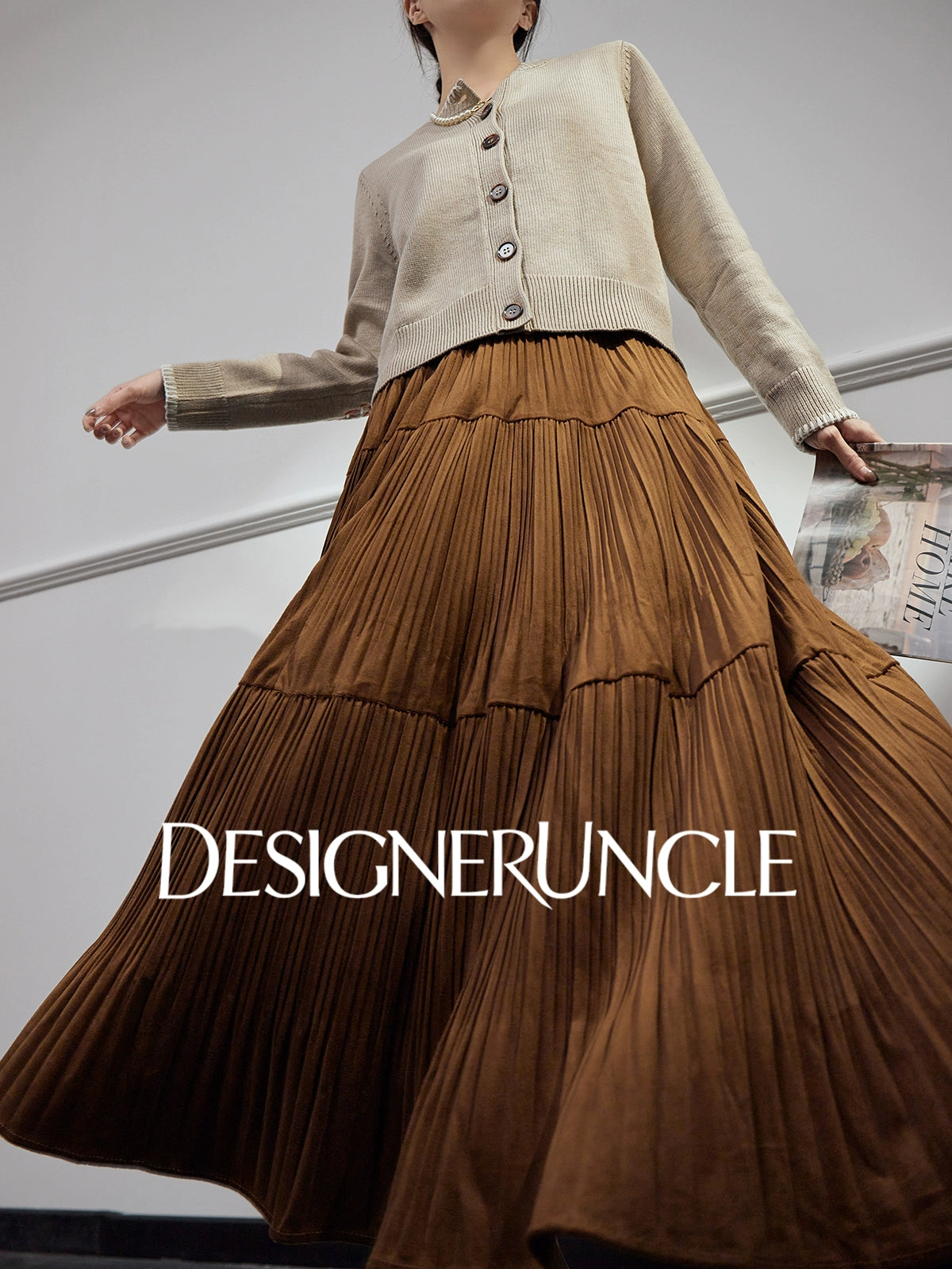 DGU "Twilight" khaki knitted sweate women's fur versatile slimming top - Carla.