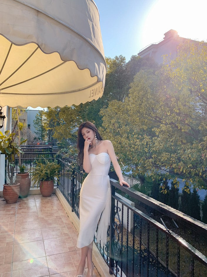 DOLLY Elegant Sleeveless Off Shoulder Backless Knitted Dinner Dress-URIEL