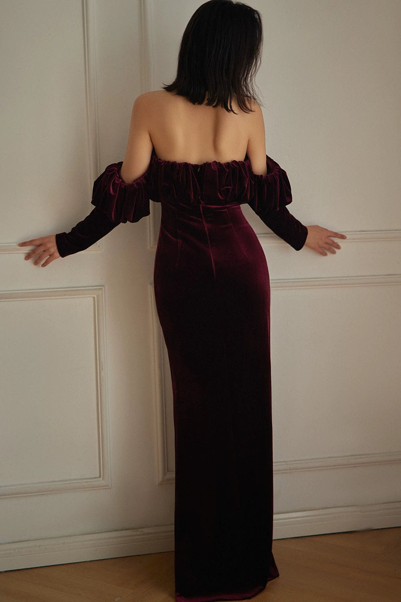 GOUDIN velvet long-sleeved evening light luxury dress-TORA.
