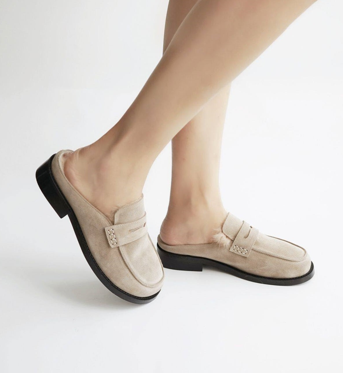 B-FEI single  leather casual flats shoes-PIE.
