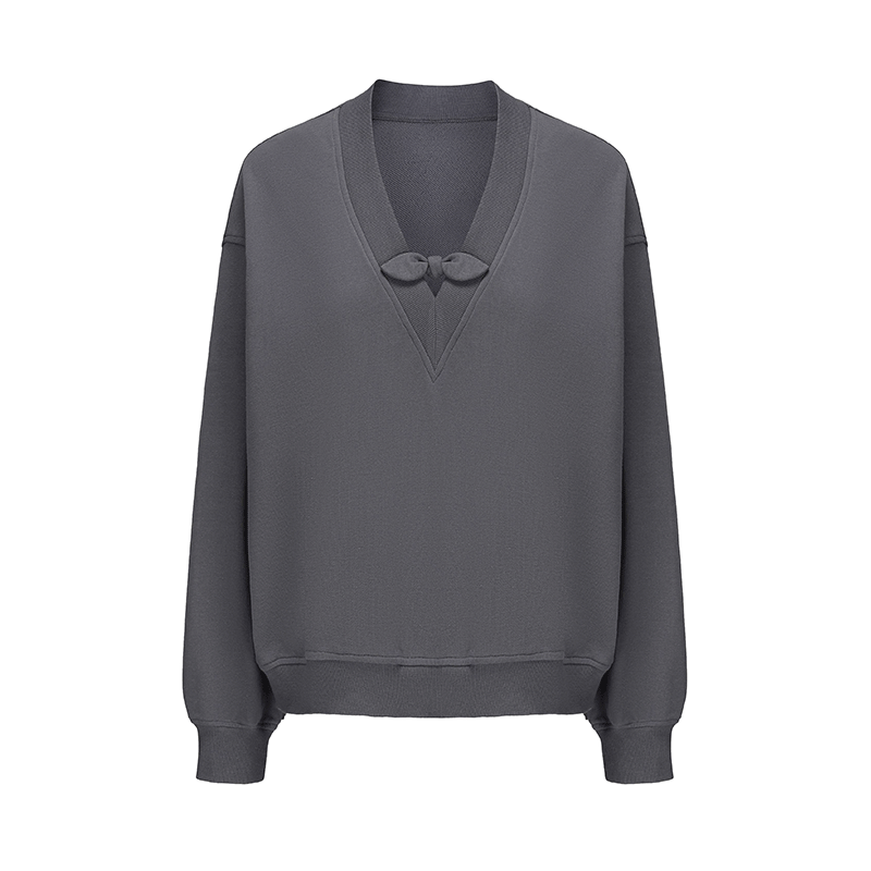 ATELIER MISS LU Rabbit Ear Bow Stitched Silhouette Sweatshirt - MIKE