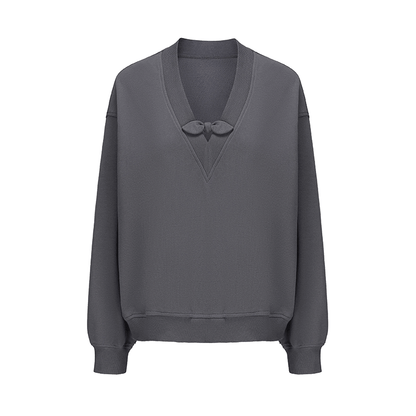 ATELIER MISS LU Rabbit Ear Bow Stitched Silhouette Sweatshirt - MIKE