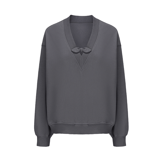 ATELIER MISS LU Rabbit Ear Bow Stitched Silhouette Sweatshirt - MIKE