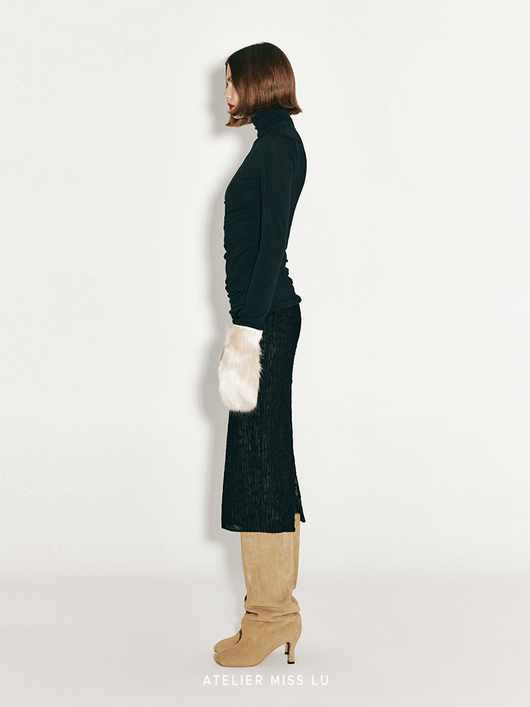 AtelierMissLu Fall/Winter 2024 Faux Fur Stitching Design Styling Gloves - PRINCE