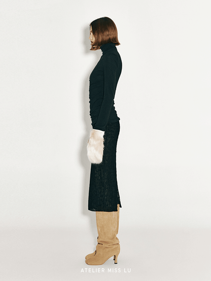 AtelierMissLu Fall/Winter 2024 Faux Fur Stitching Design Styling Gloves - PRINCE