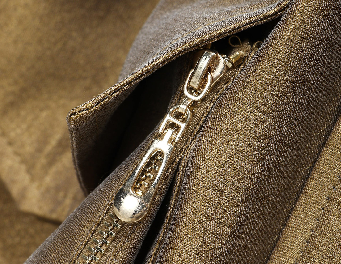 WANGXO | High-End Luxury Silk Brocade Luster Stand-Up Collar Waist 3D Pocket Jackets-VERA