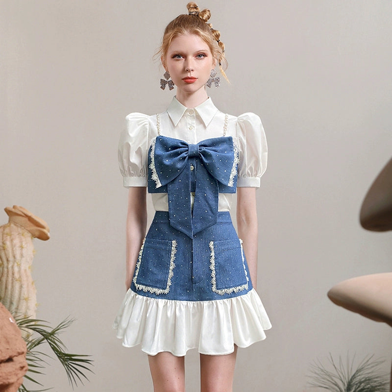 CHECOCRE Chic Bead Chain Puff Sleeve Backless Top - CHANCE