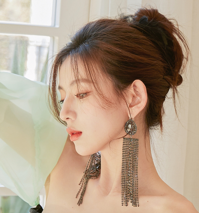 DOLLY Elegant Rhinestone Diamond Tassel Chic Earrings-ABIGAIL