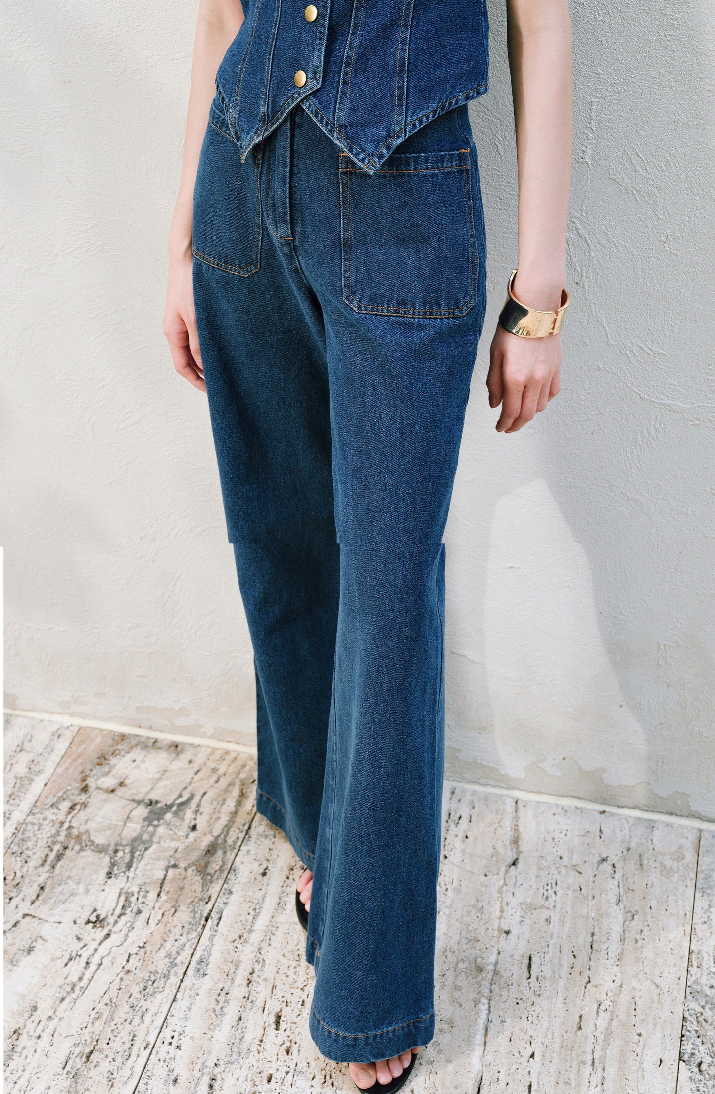 WANGXO | Airy Linen Cotton Blend Retro Denim Vest & Wide-Leg Pants Set  ZARA