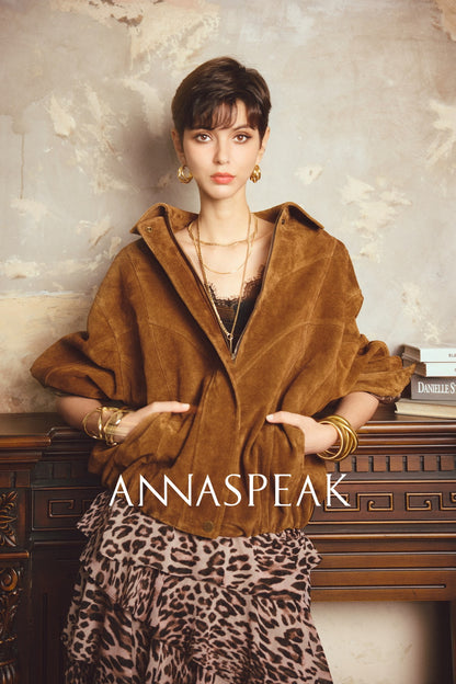 ANNASPEAK ROSSO Red Label Eco-Friendly Leather Heavy Jacket Skirt Set-GHUGH.