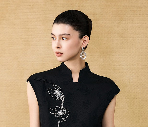HECO Chinese style asymmetrical hand-embroidered vest top - FORD.