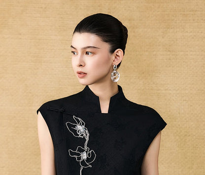HECO Chinese style asymmetrical hand-embroidered vest top - FORD.
