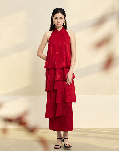 HECO acetate layers sleeveless halterneck dress Women - PRAISES.