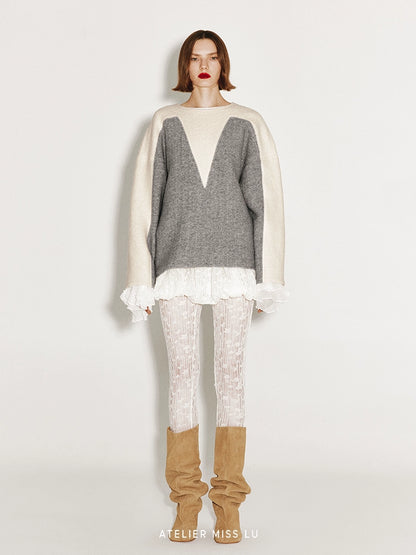 ATELIER MISS LU Fall/Winter Sheep Wool Texture Slightly Sheer Leggings - NARCISSA