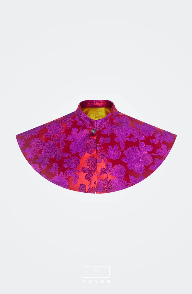 TUYUE rose red silk brocade jade buckle new Chinese aesthetic cloud shoulder- DENISE